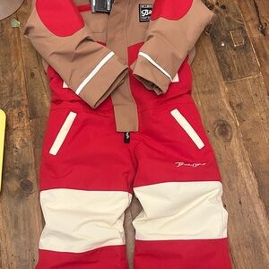 Stylish Red and Tan Kids Bodysuit